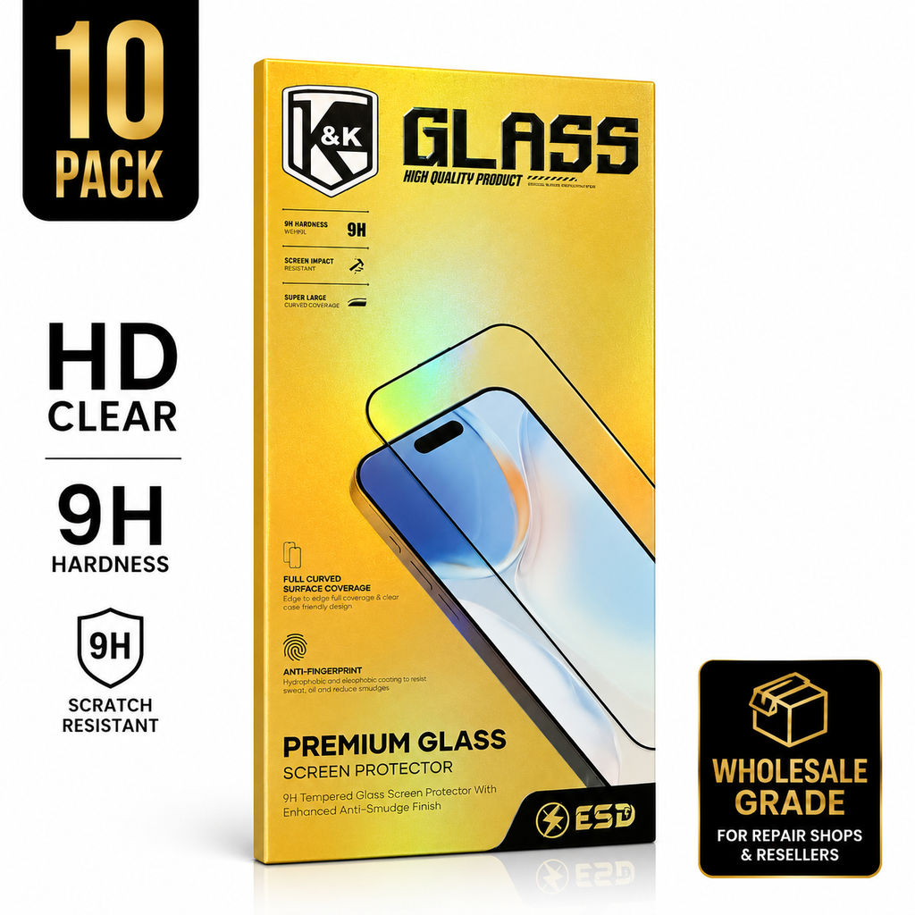 K&K Armor Premium HD Tempered Glass Screen Protector (10 Pack)