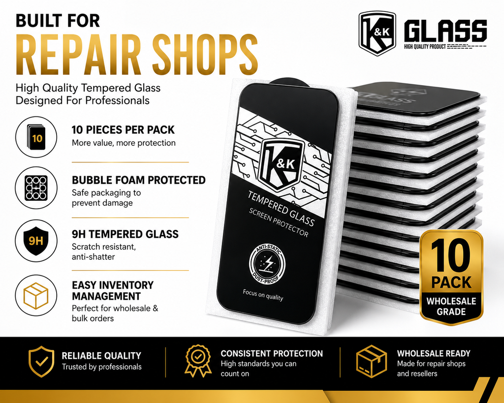 K&K Armor Premium HD Tempered Glass Screen Protector (10 Pack)