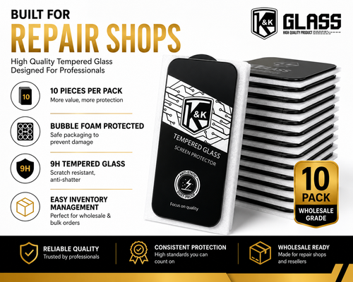 K&K Armor Premium HD Tempered Glass Screen Protector (10 Pack)