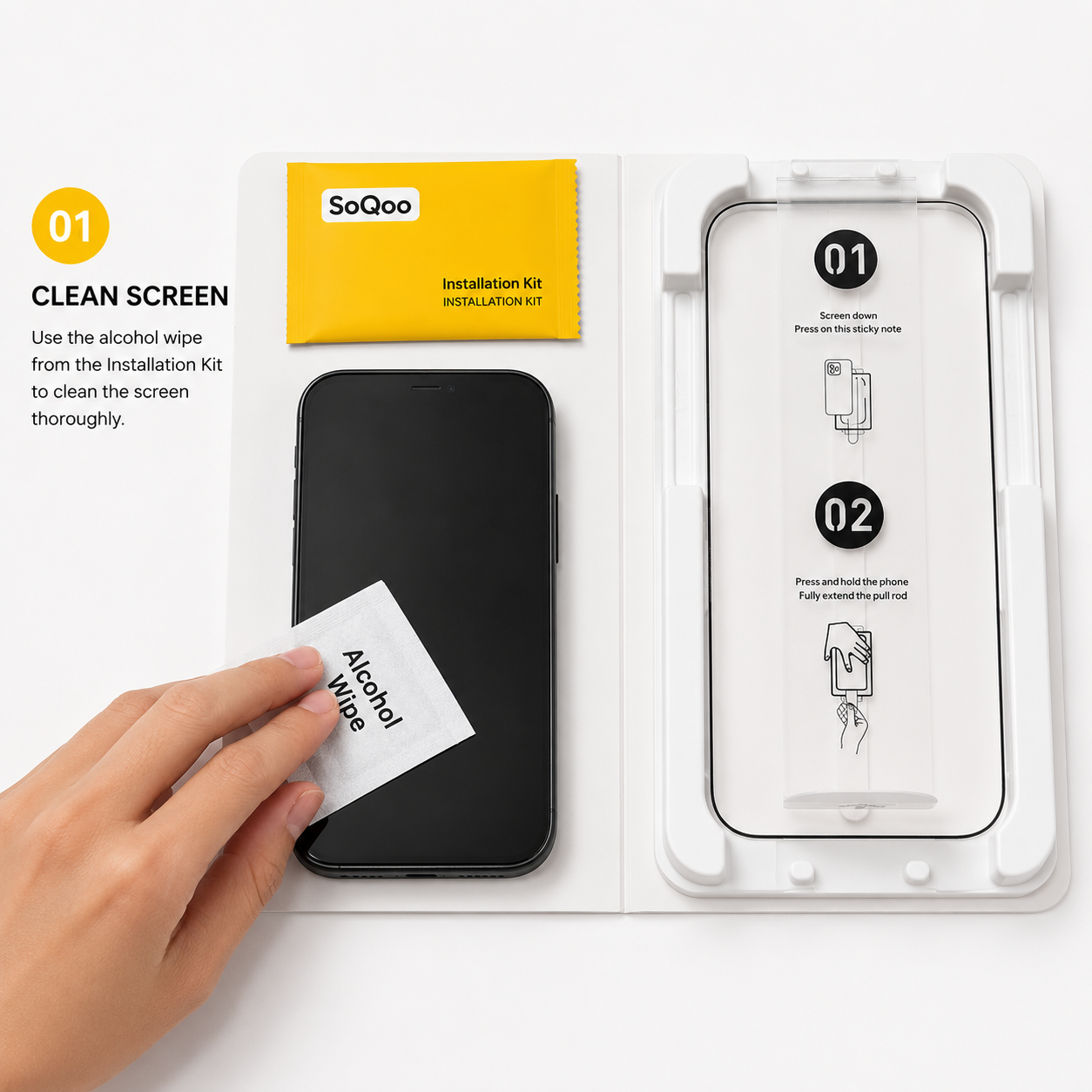 SoQoo Magic Box HD Tempered Glass Screen Protector for iPhone 16e