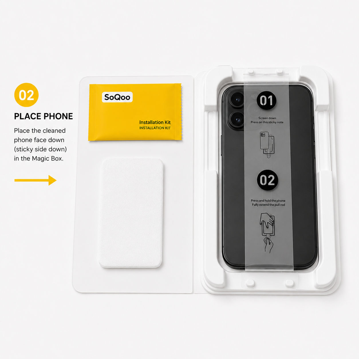 SoQoo Magic Box HD Tempered Glass Screen Protector for iPhone 16e