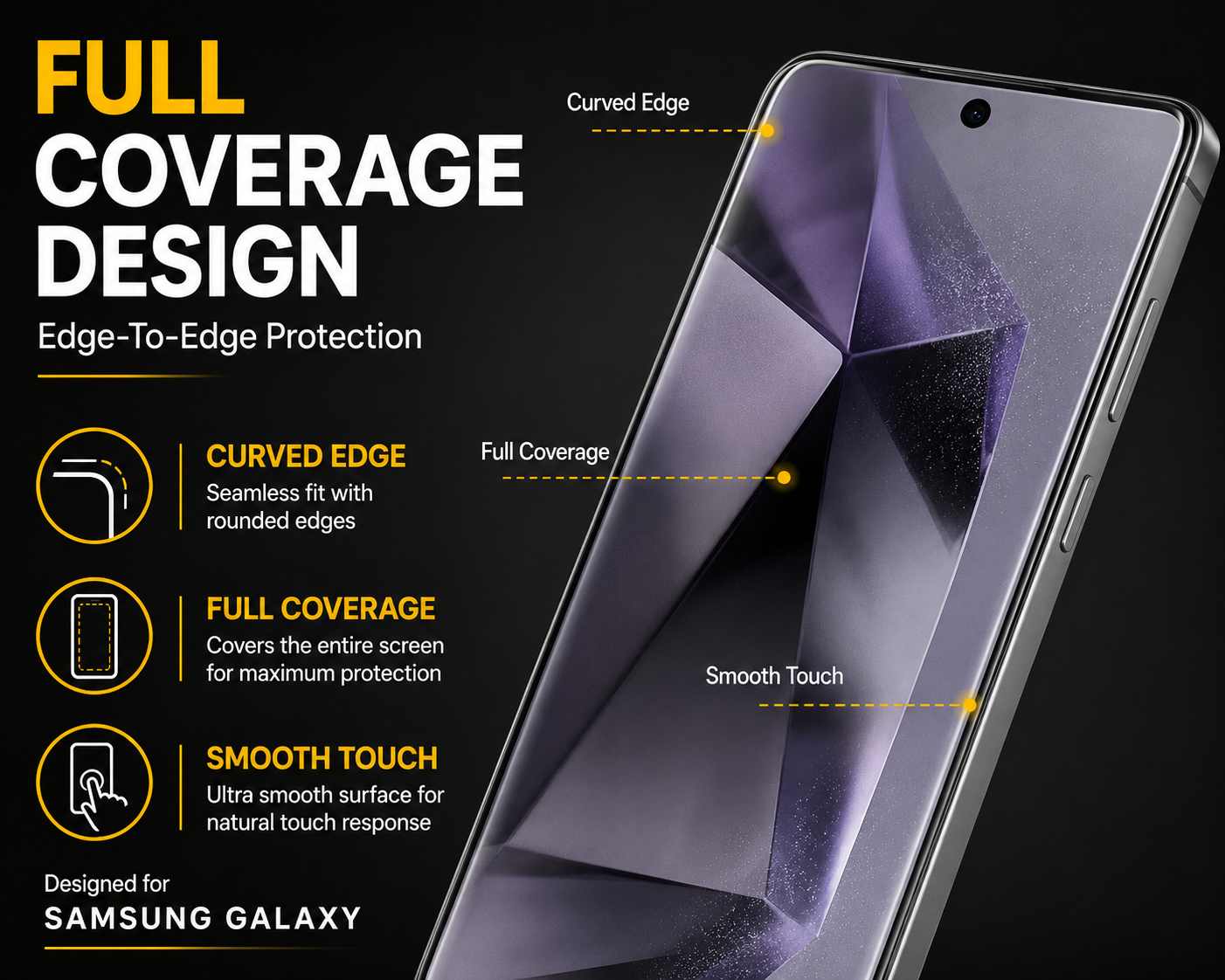 K&K Armor Privacy Tempered Glass Screen Protector for Samsung Galaxy