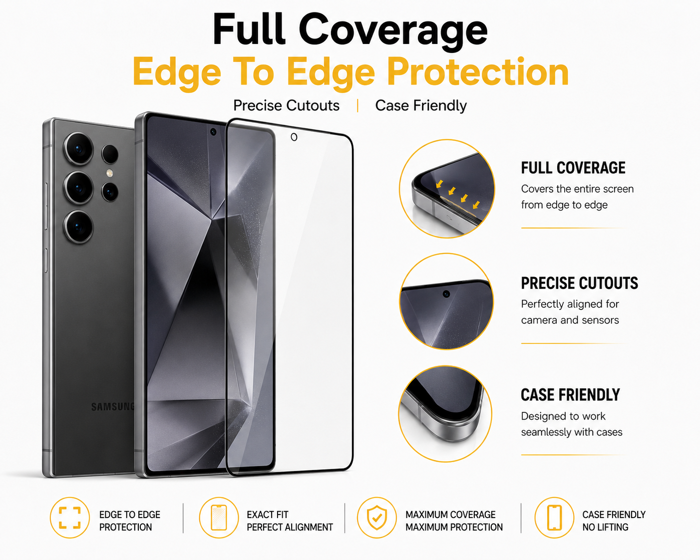 K&K Armor Premium HD Tempered Glass Screen Protector for Samsung Galaxy