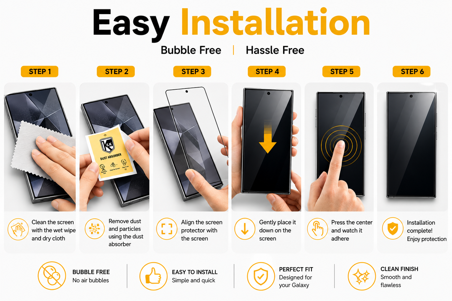 K&K Armor Premium HD Tempered Glass Screen Protector for Samsung Galaxy